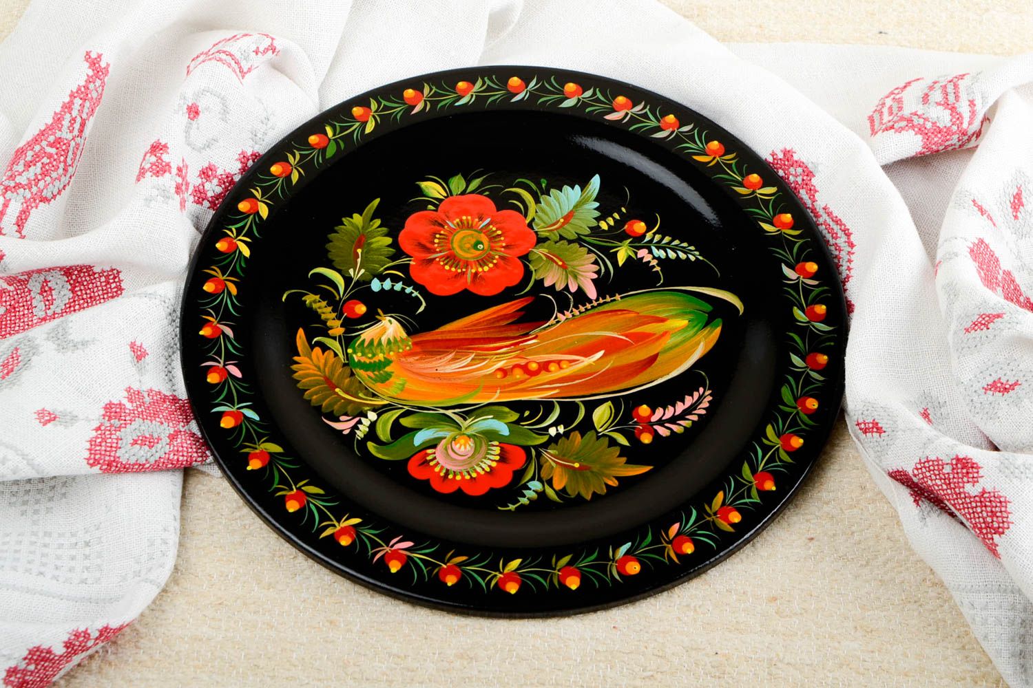 Handmade ethnic plate wooden wall plate modern designs decorative use only photo 1