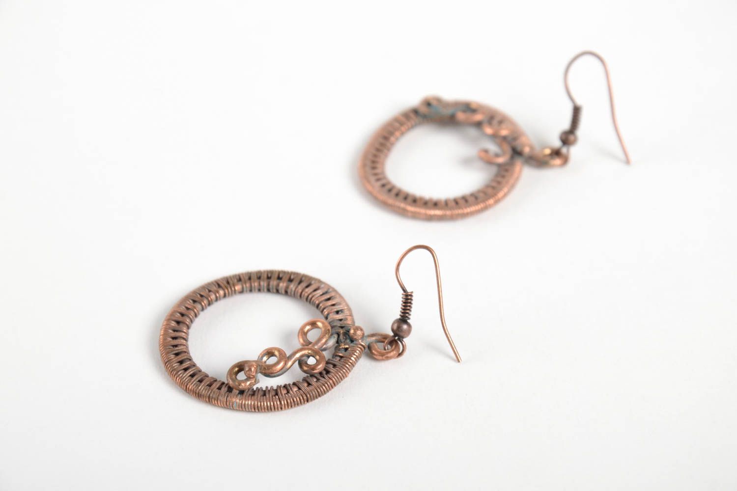 Handmade runde Kupfer Ohrringe Designer Schmuck Accessoire für Frauen foto 5