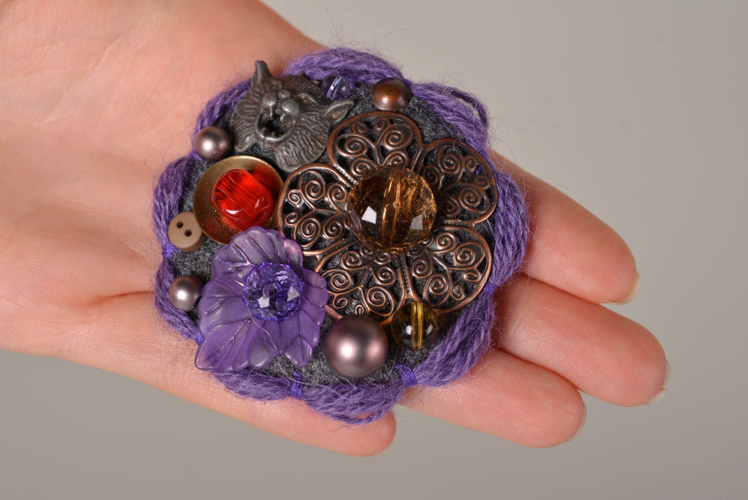 Unusual handmade textile brooch pin handmade accessories for girls gift ideas photo 3