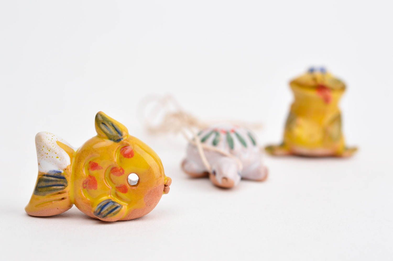 Handmade Figuren Set kleine Dekofiguren Keramik Tiere ausgefallene Geschenke 3St foto 3