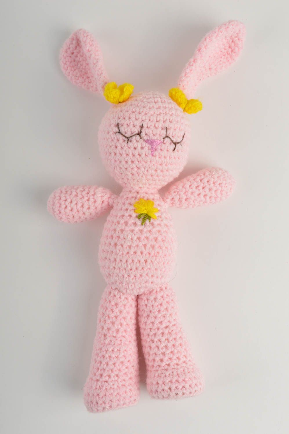 Handgefertigt Kuscheltier Hase Häkel Kuscheltier Kinder Spielsache klein rosa foto 3