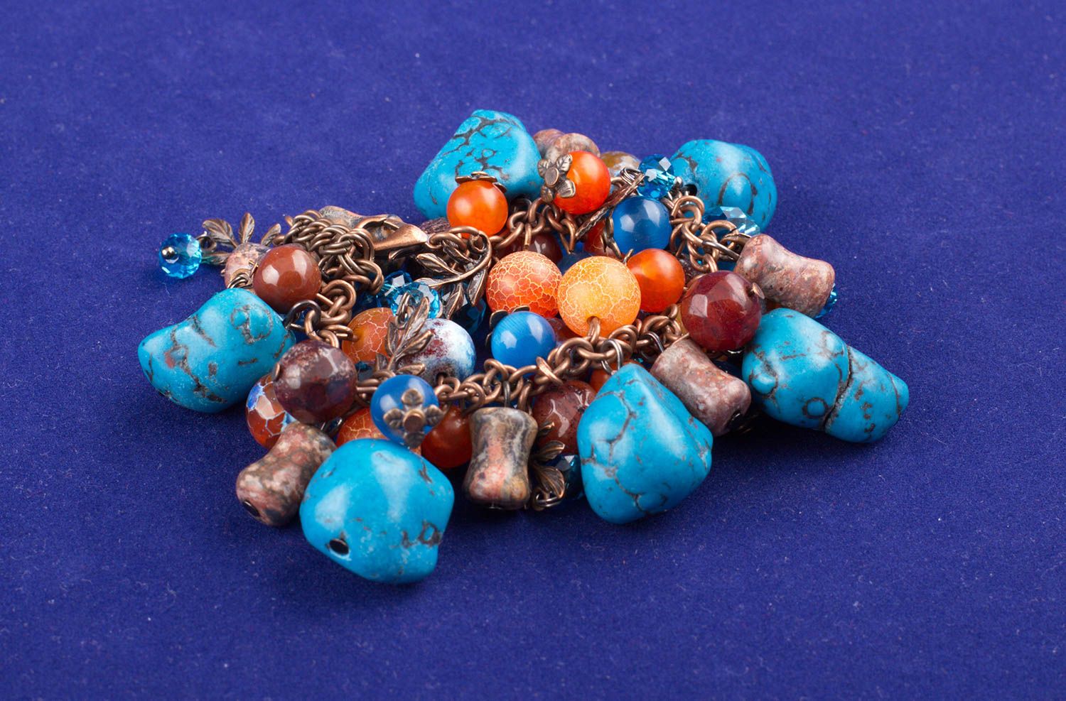 Браслет ручной работы женское украшение с крупными камнями красивый браслет фото 4