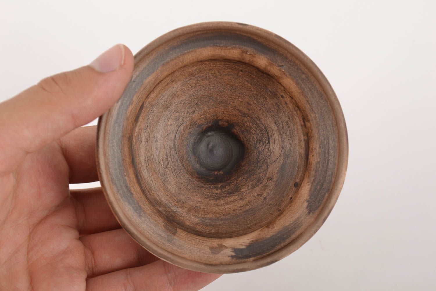 Braune kleine handmade Schüssel aus Ton mit Silberbeschichtung für Imbiss 100 ml foto 2