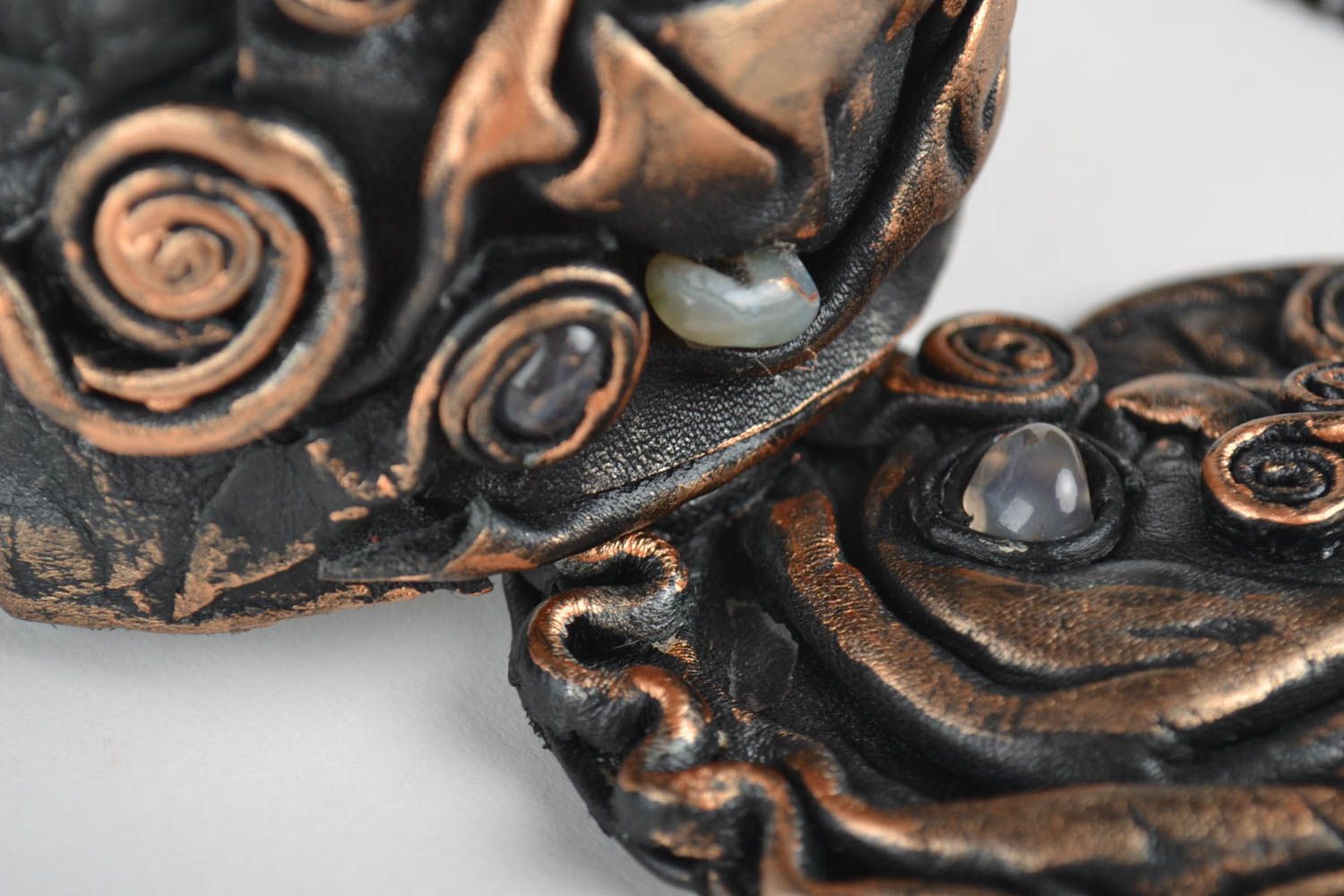 Set de bijoux cuir naturel noir Bijoux fait main bracelet collier Cadeau femme  photo 3