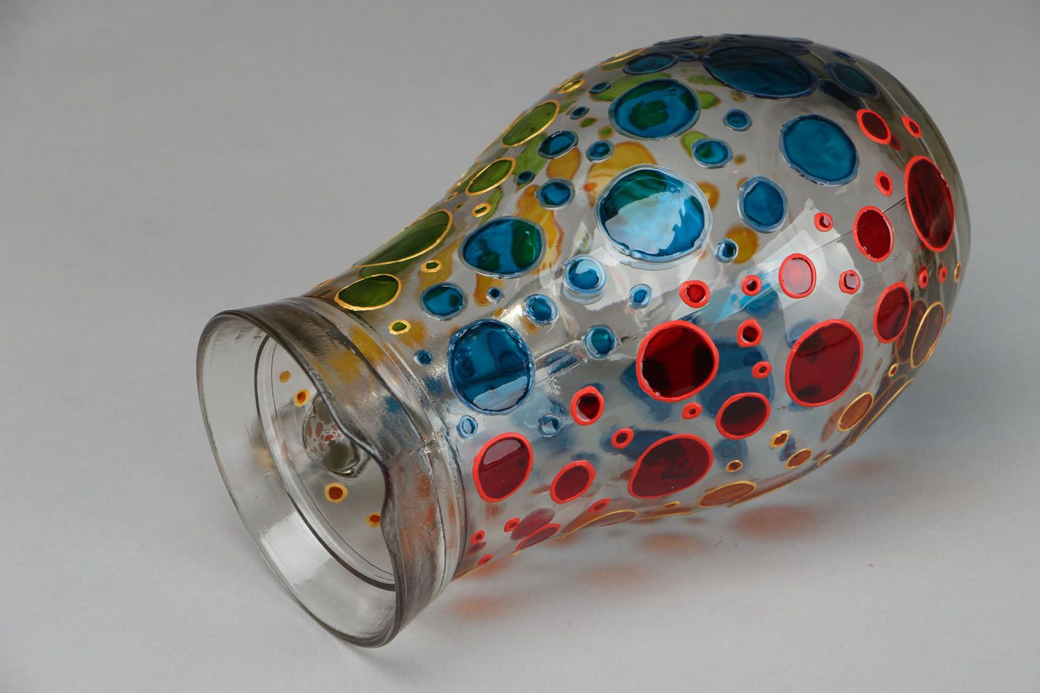 Cruche en verre faite main originale vaisselle peinte design pour maison photo 3