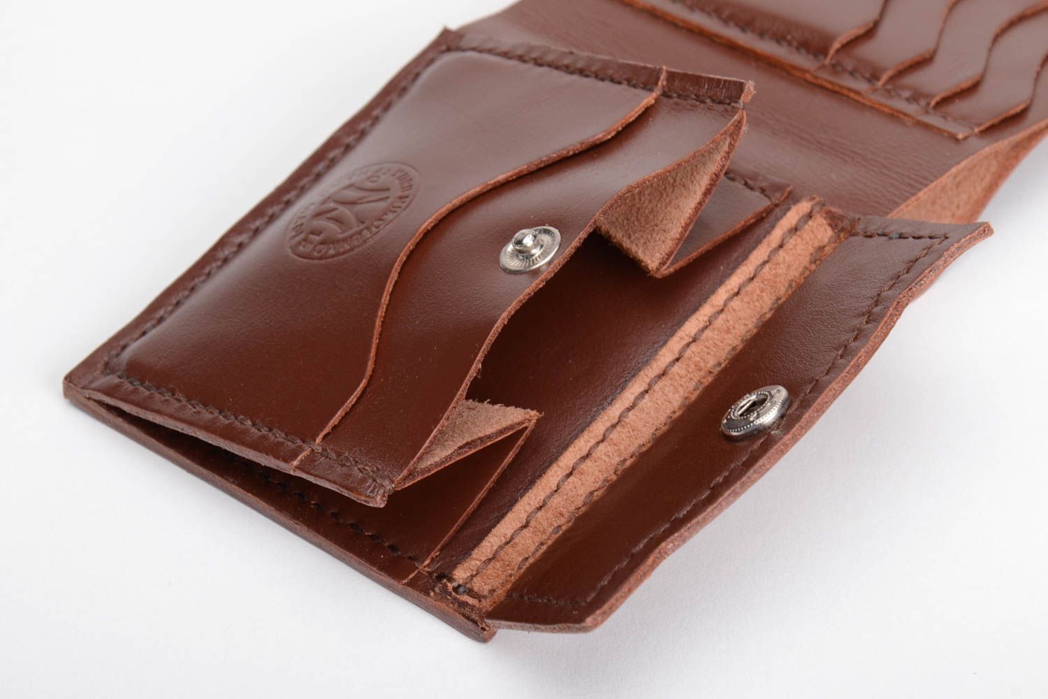 Originelle braune Geldbörse aus Leder handmade stilvoll Accessoire für Männer foto 9