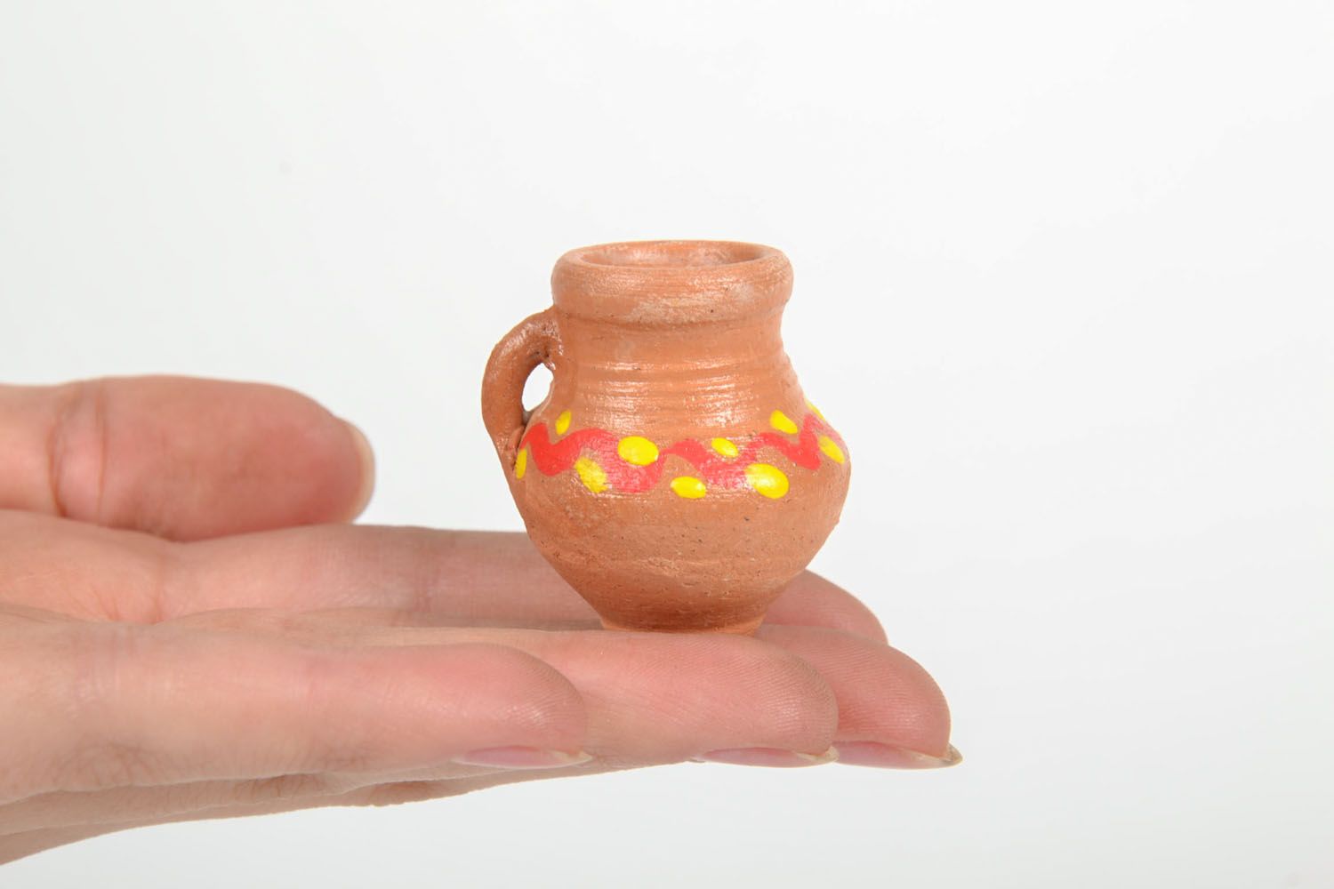 1,2 inches clay terracotta miniature pitcher with handle 0,03 lb photo 5