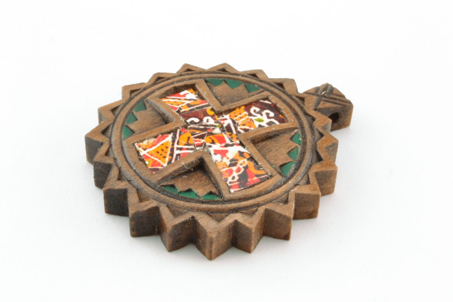 Wooden cross decorated with egg shell photo 3