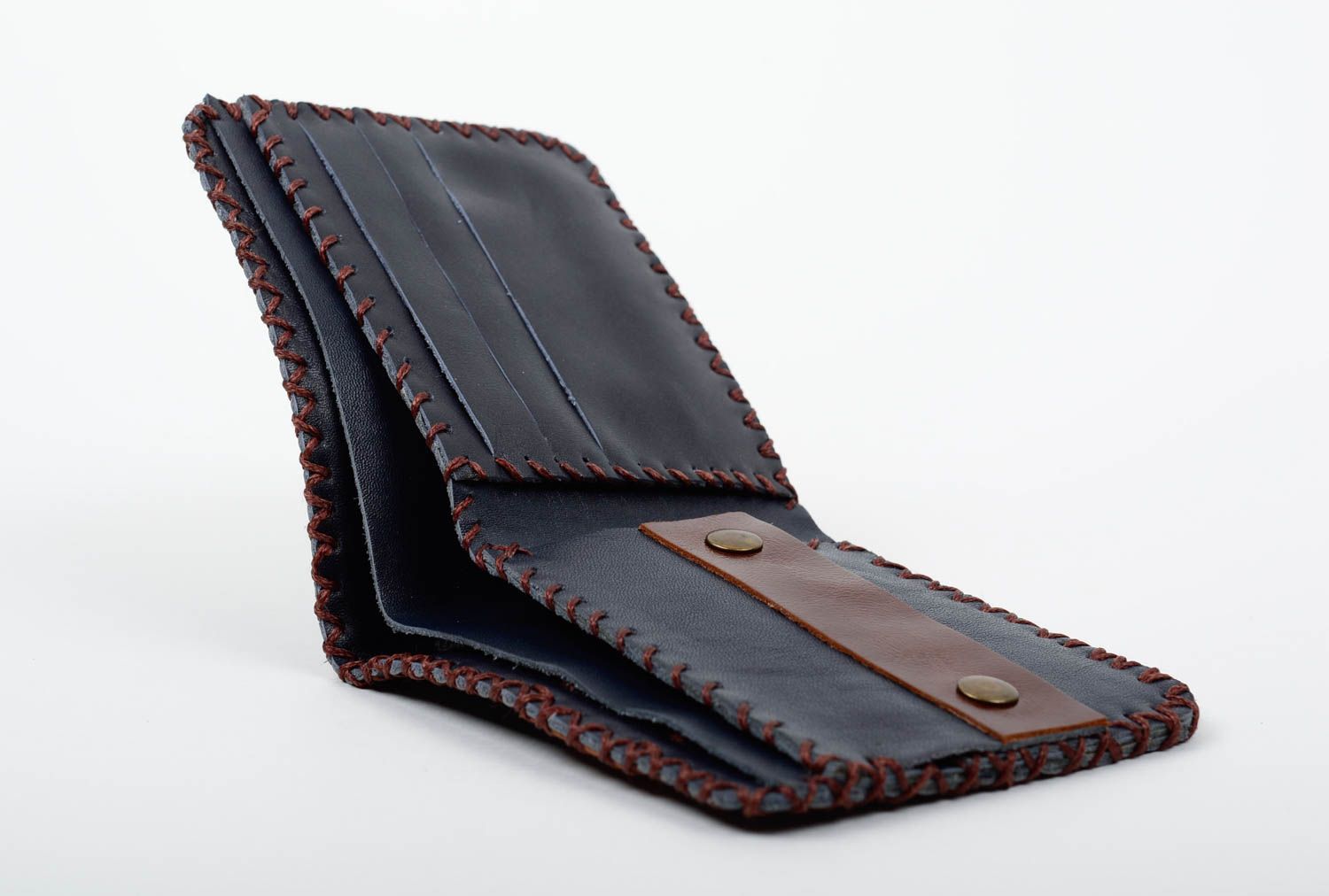 Unusual leather wallet handmade stylish purse unisex designer accessory photo 3