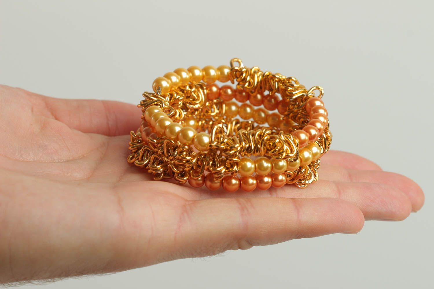 Bracelet perles fantaisie jaune Bijou fait main avec chaînes Accessoire femme photo 6