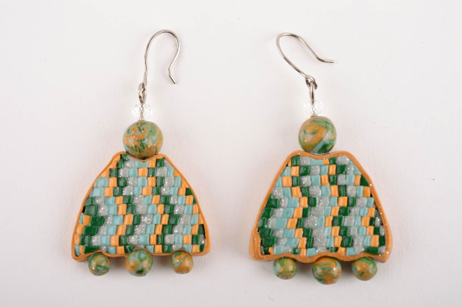 Unusual handmade plastic earrings design artisan jewelry fashion accessories photo 3