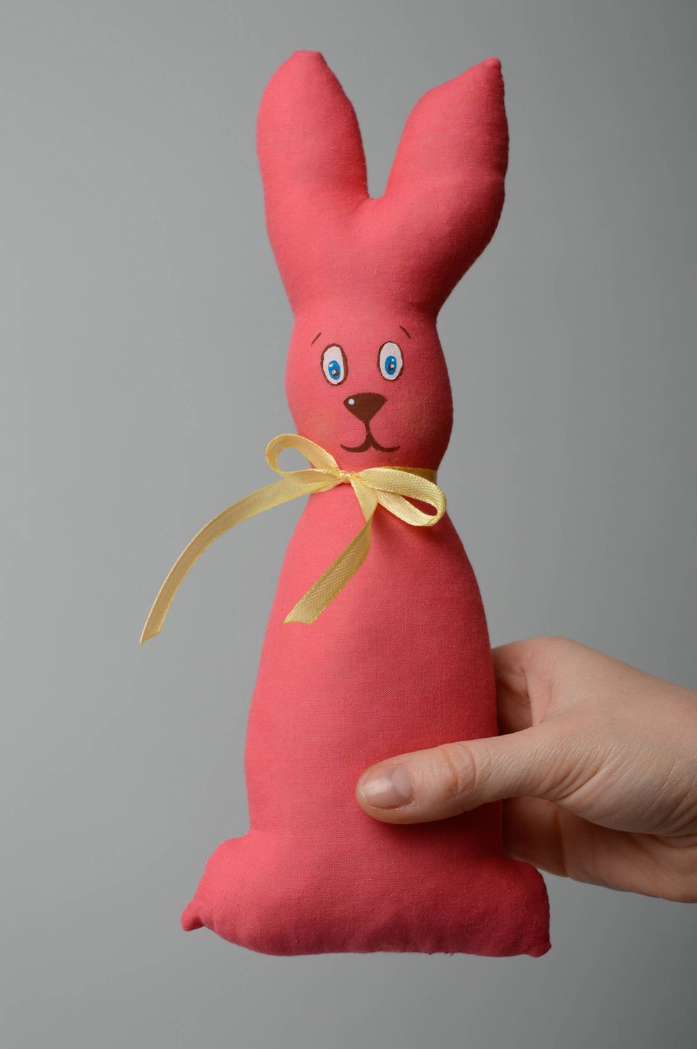 Мягкая игрушка ручной работы Розовый заяц фото 3