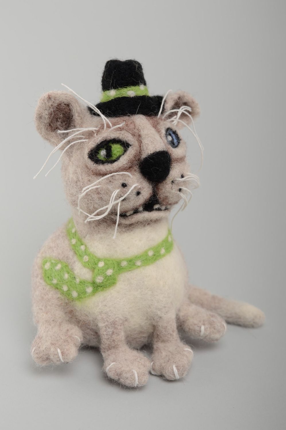 Felted wool toy Inspector Cat photo 1