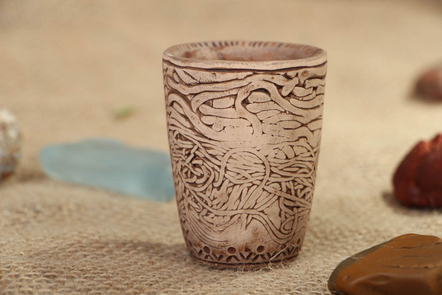 Kleiner Keramik Becher ohne Henkel foto 5