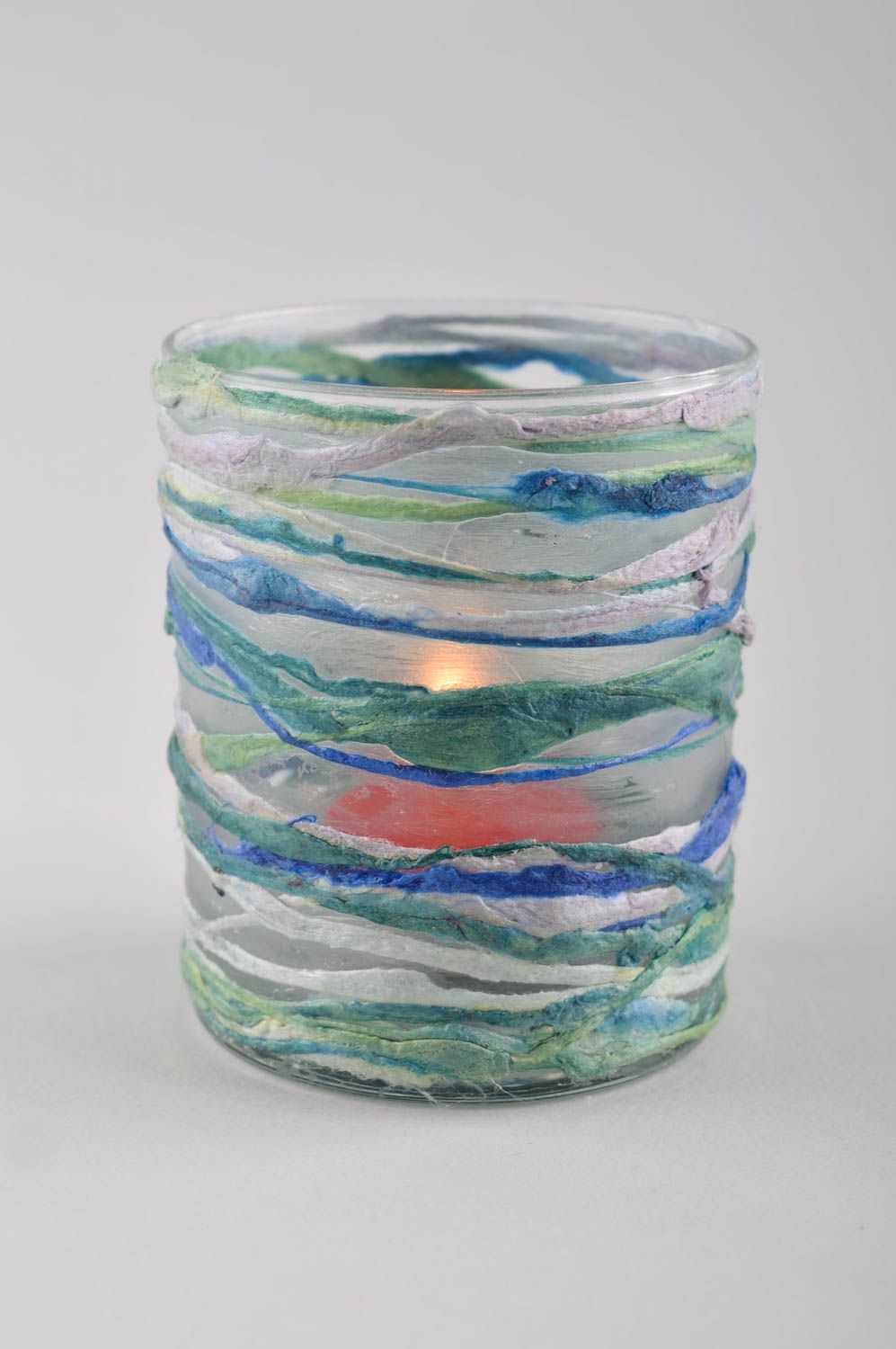 Handmade Dekoration Wohnung Teelichthalter aus Glas Kerzenständer aus Glas foto 3