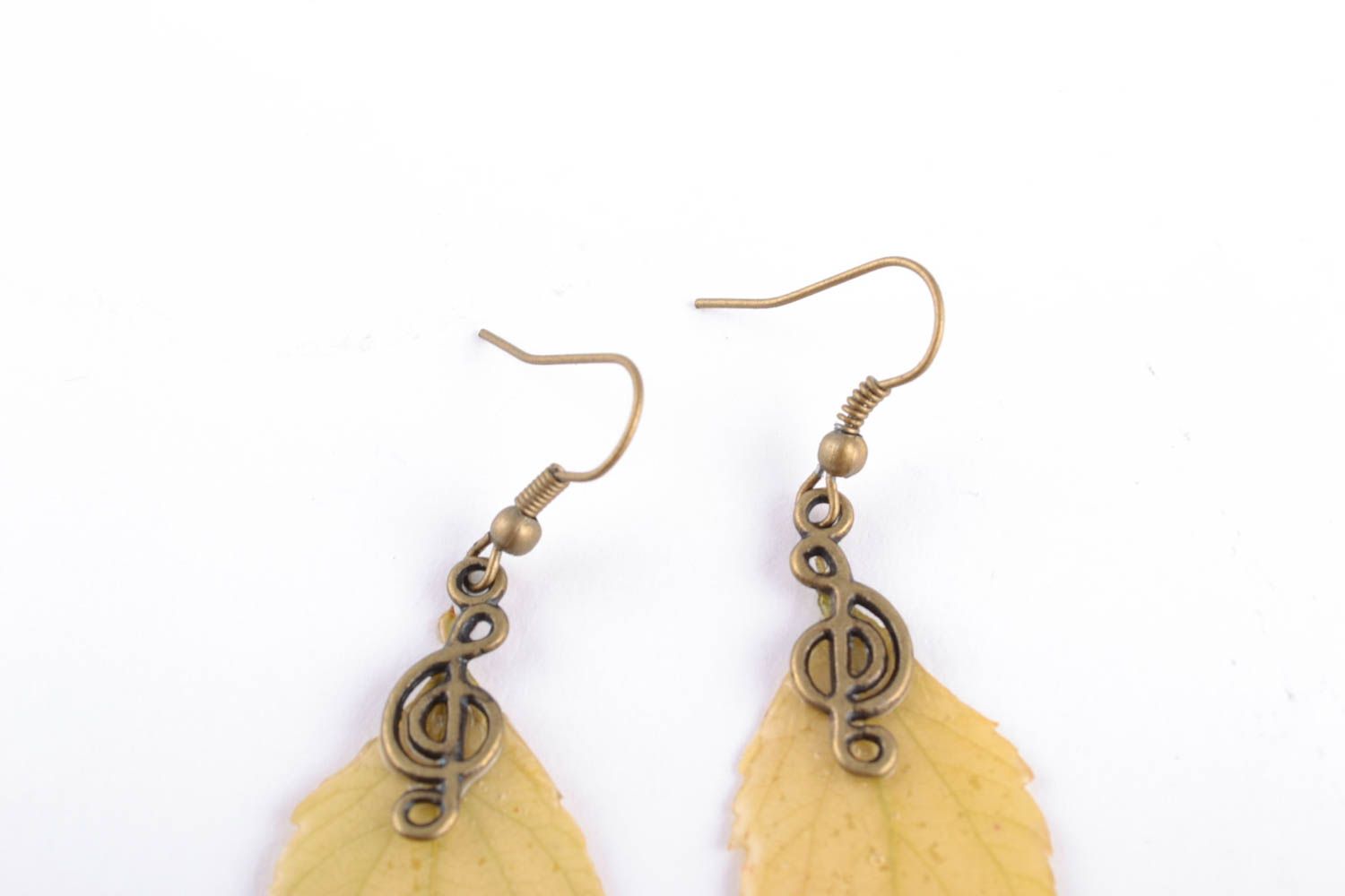 Dangle earrings with real leaves coated with epoxy resin Sheet Music photo 3