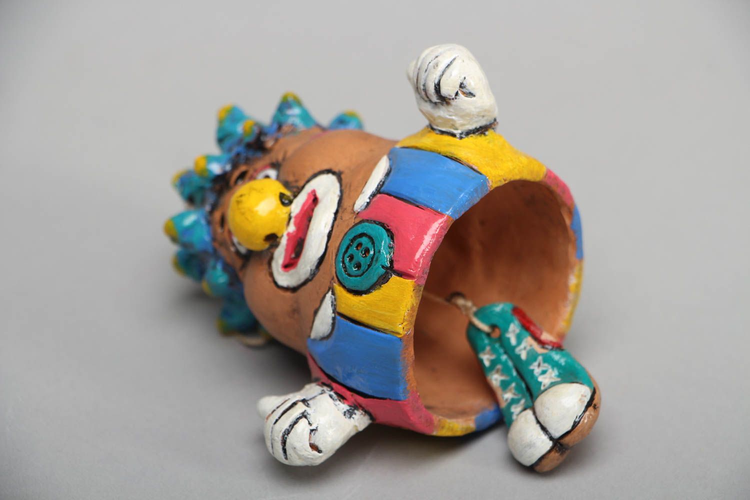 Керамический колокольчик с росписью оригинальный Клоун фото 3