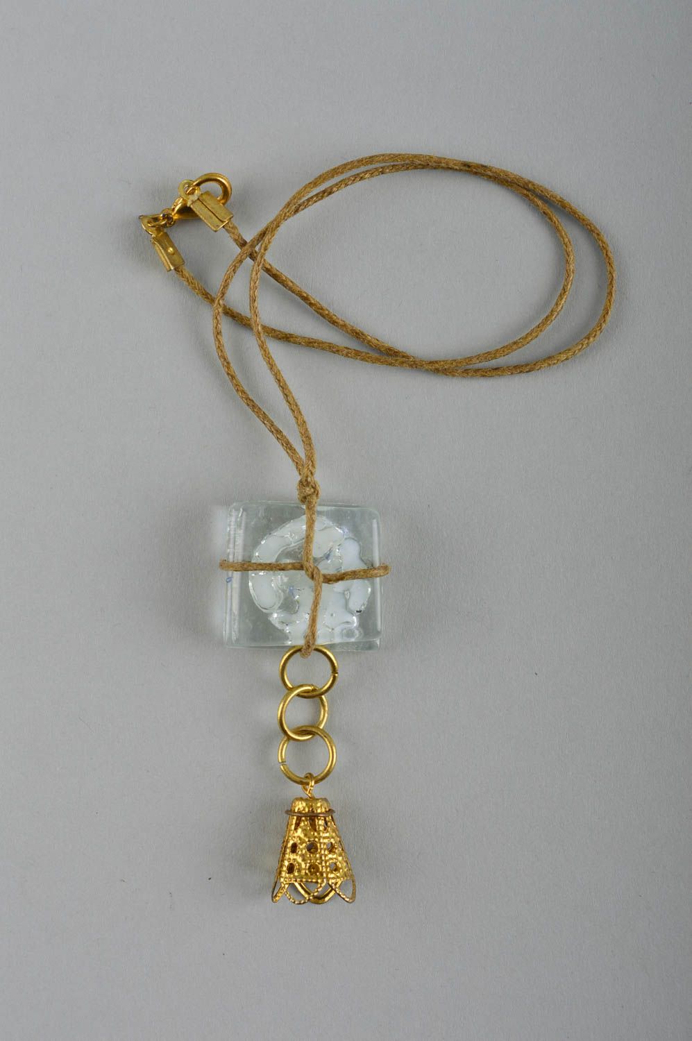 Handmade designer glass pendant unusual stylish pendant neck jewelry gift photo 2