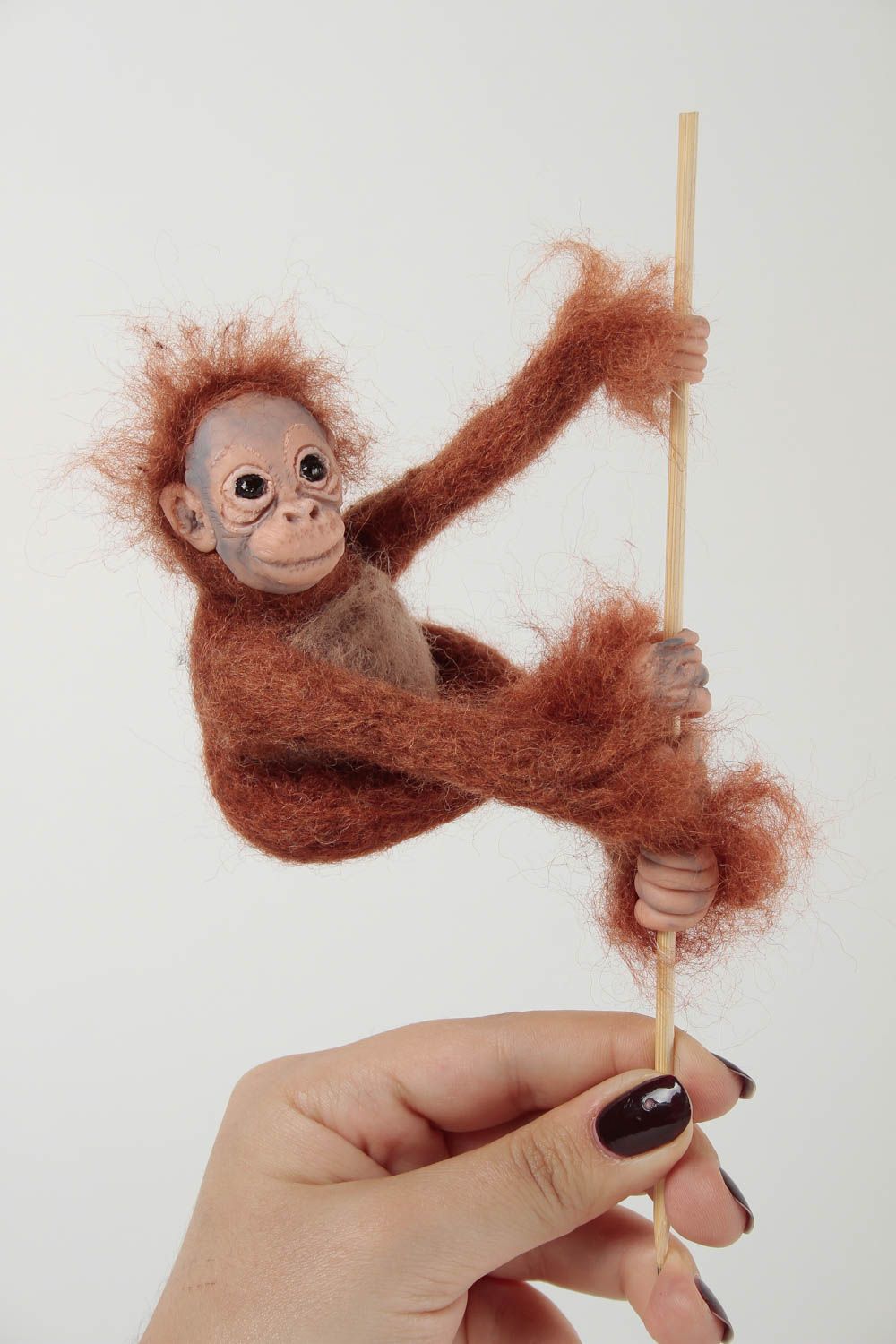 Juguete artesanal de lana muñeco de peluche regalo original para niño Mono foto 2