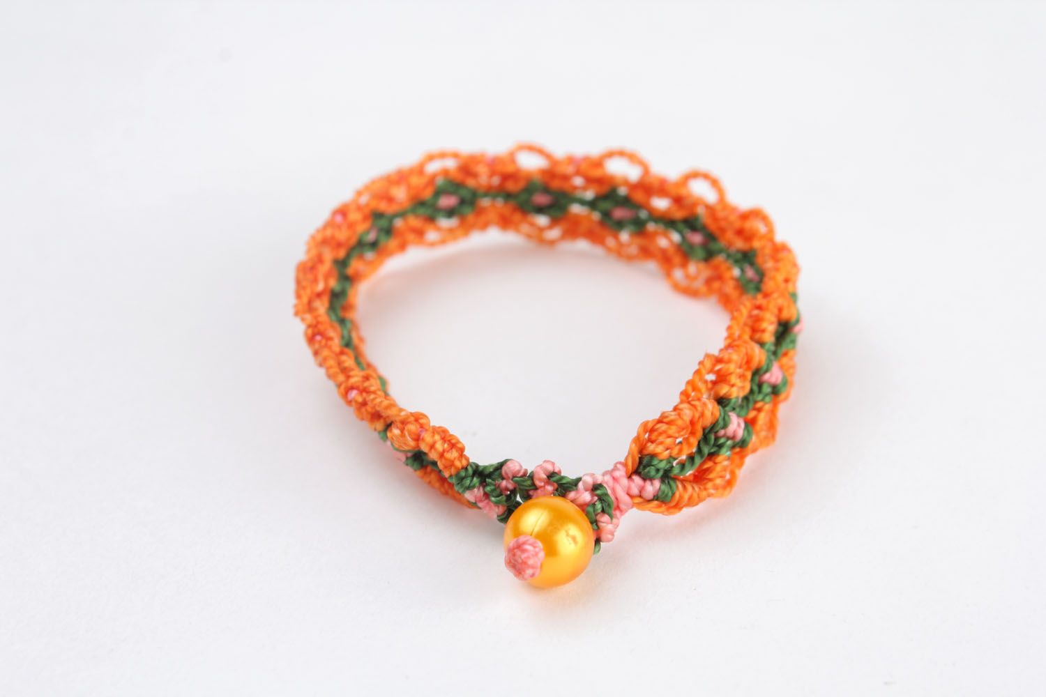 Bracelet en macramé orange fait main photo 2