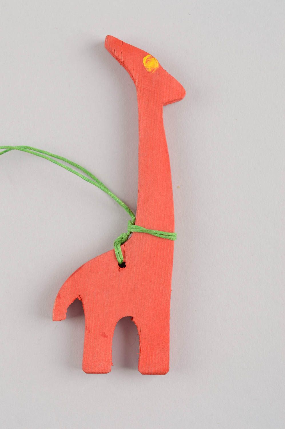 Handmade decorative wall hanging small wooden toy red giraffe for child's room photo 3