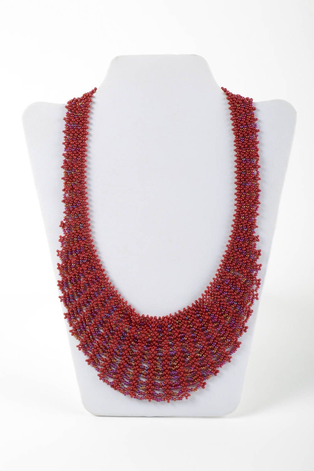 Handmade Modeschmuck Collier Schmuck aus Rocailles Accessoire für Frauen rot foto 2