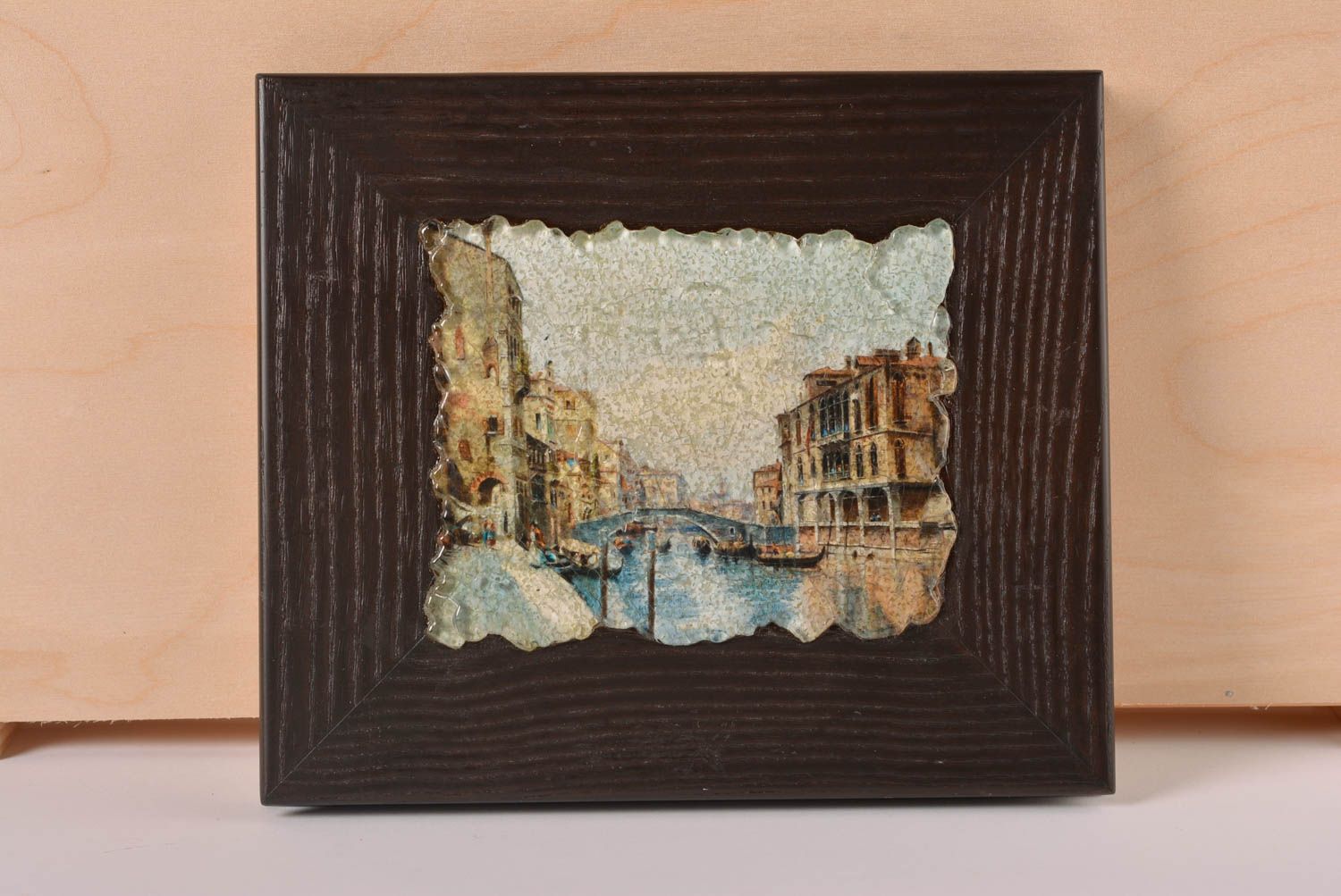 Cuadro moderno hecho a mano de madera y vidrio regalo original adorno para casa foto 1