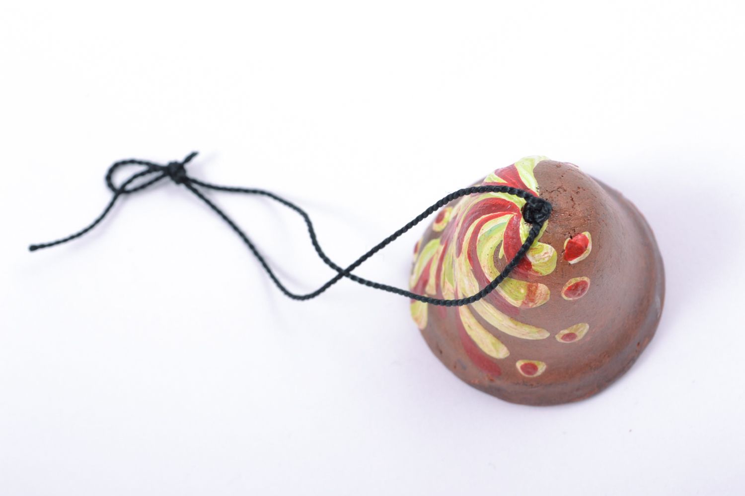 Petite cloche en céramique ovale faite main peint à l'acrylique photo 3
