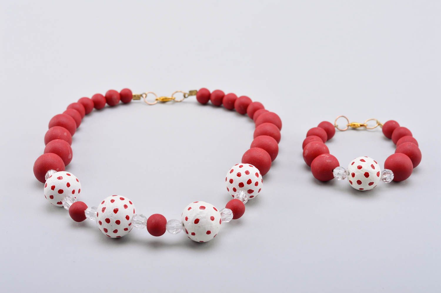 Set of handmade jewelry plastic jewelry polymer clay necklace and bracelet photo 4