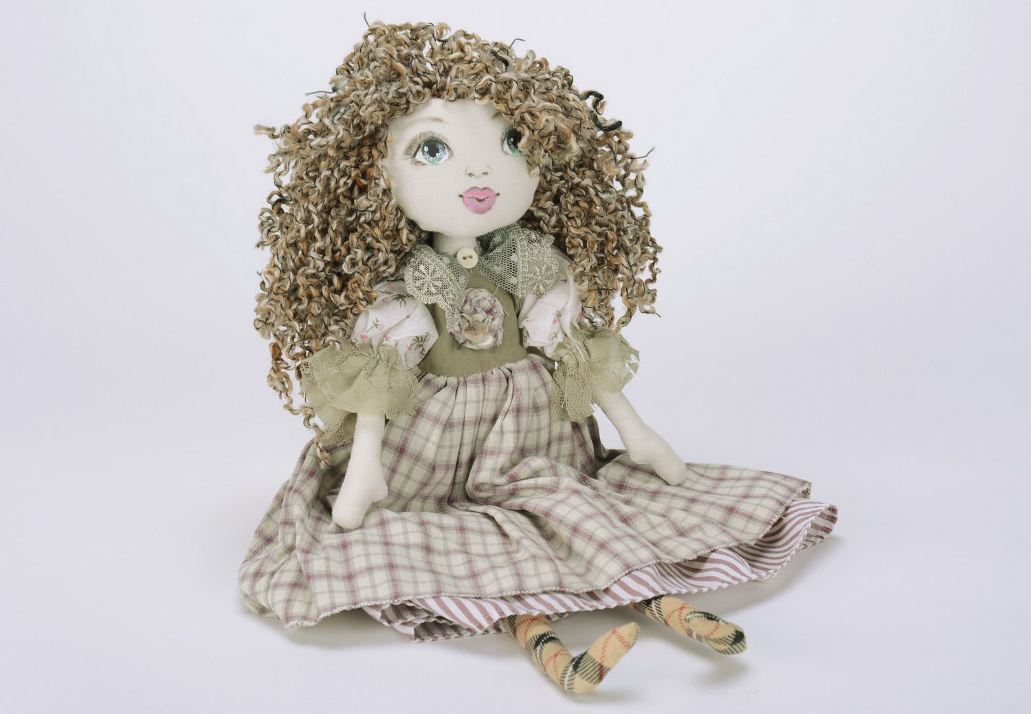 Handmade textile doll Curly Sue photo 3