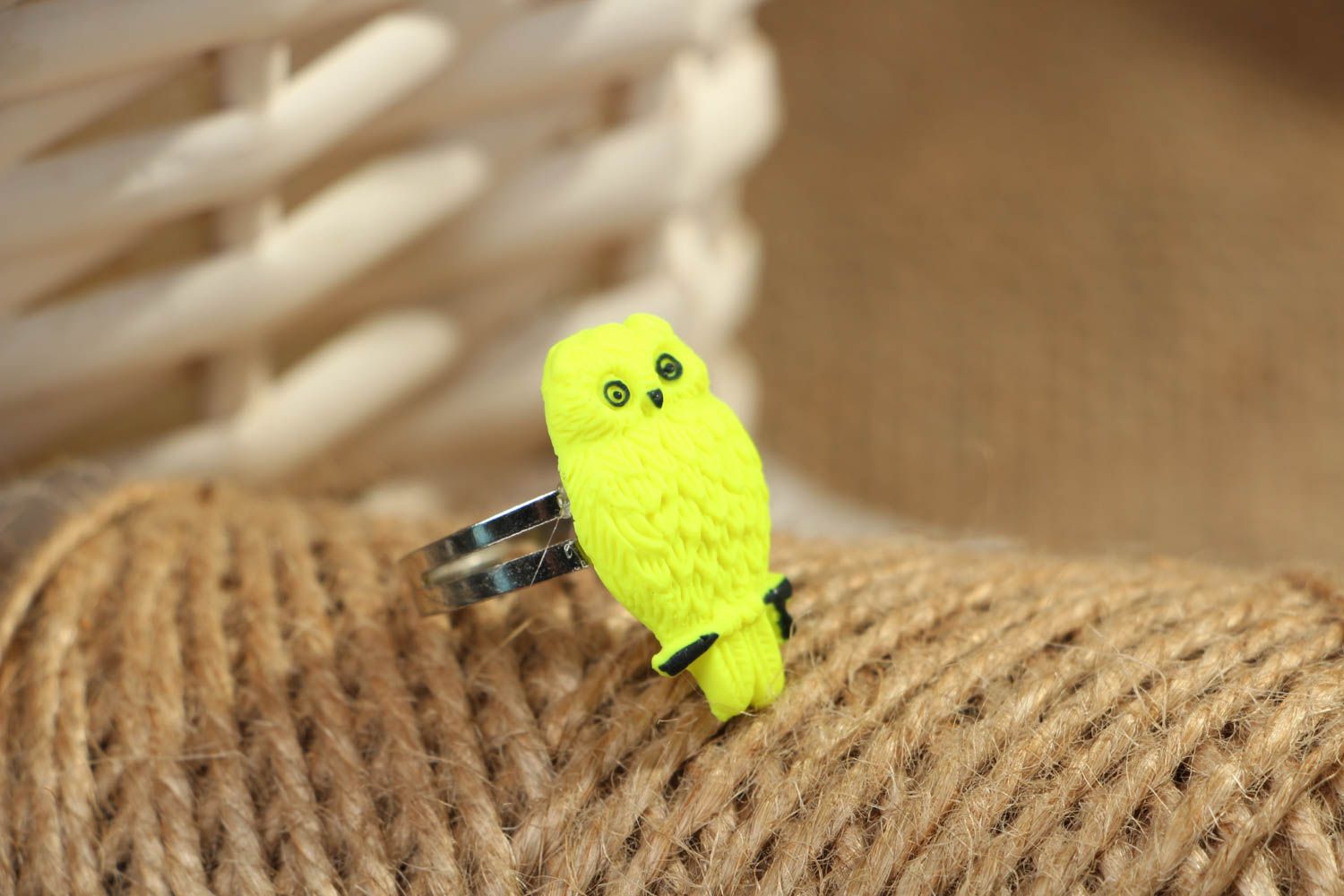 Polymer clay ring Owl photo 4