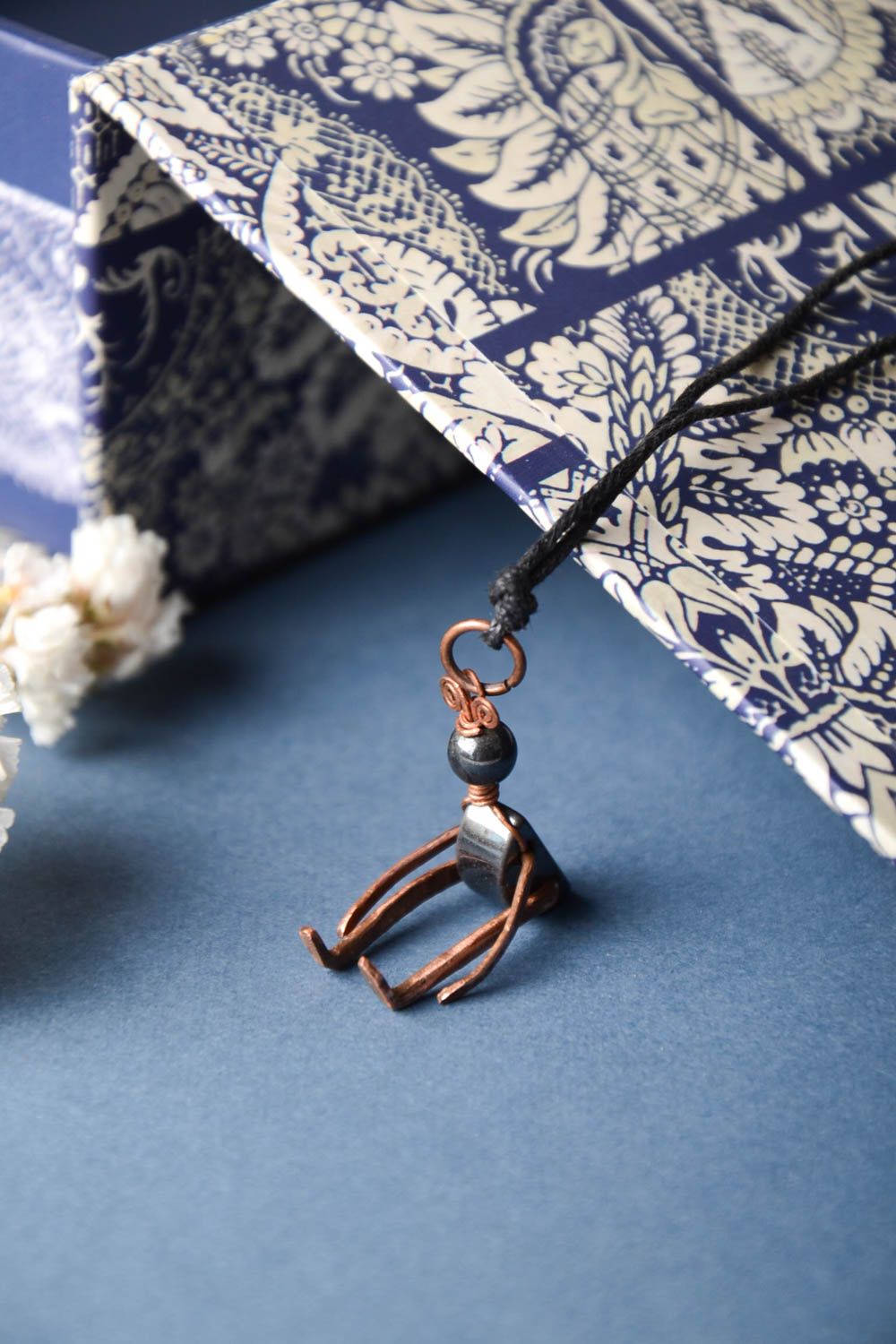 Handmade pendant wire wrap pendant unusual accessory designer jewelry photo 1