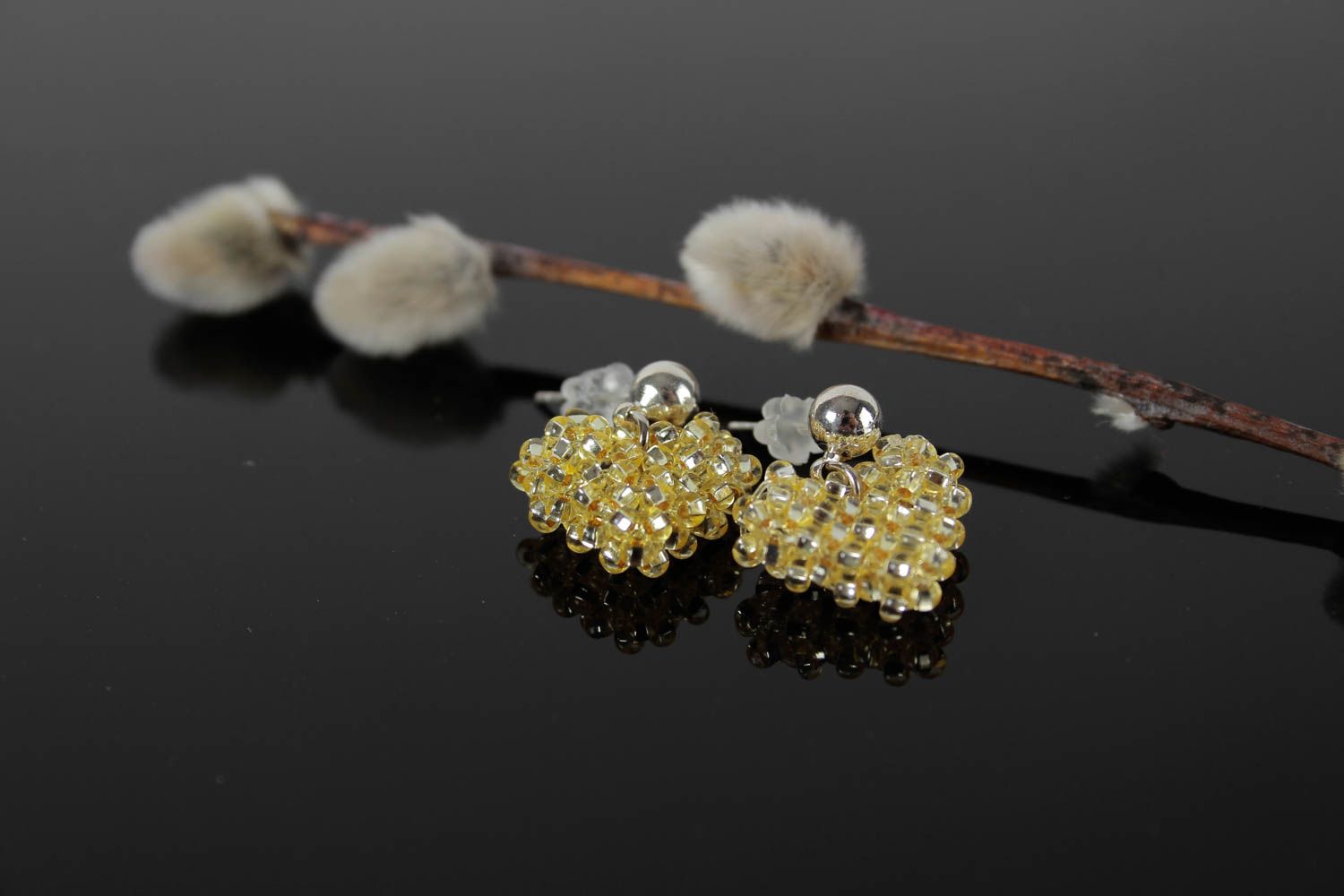 Juwelier Modeschmuck handmade gelbe handgemachte Ohrringe Glasperlen Schmuck foto 1