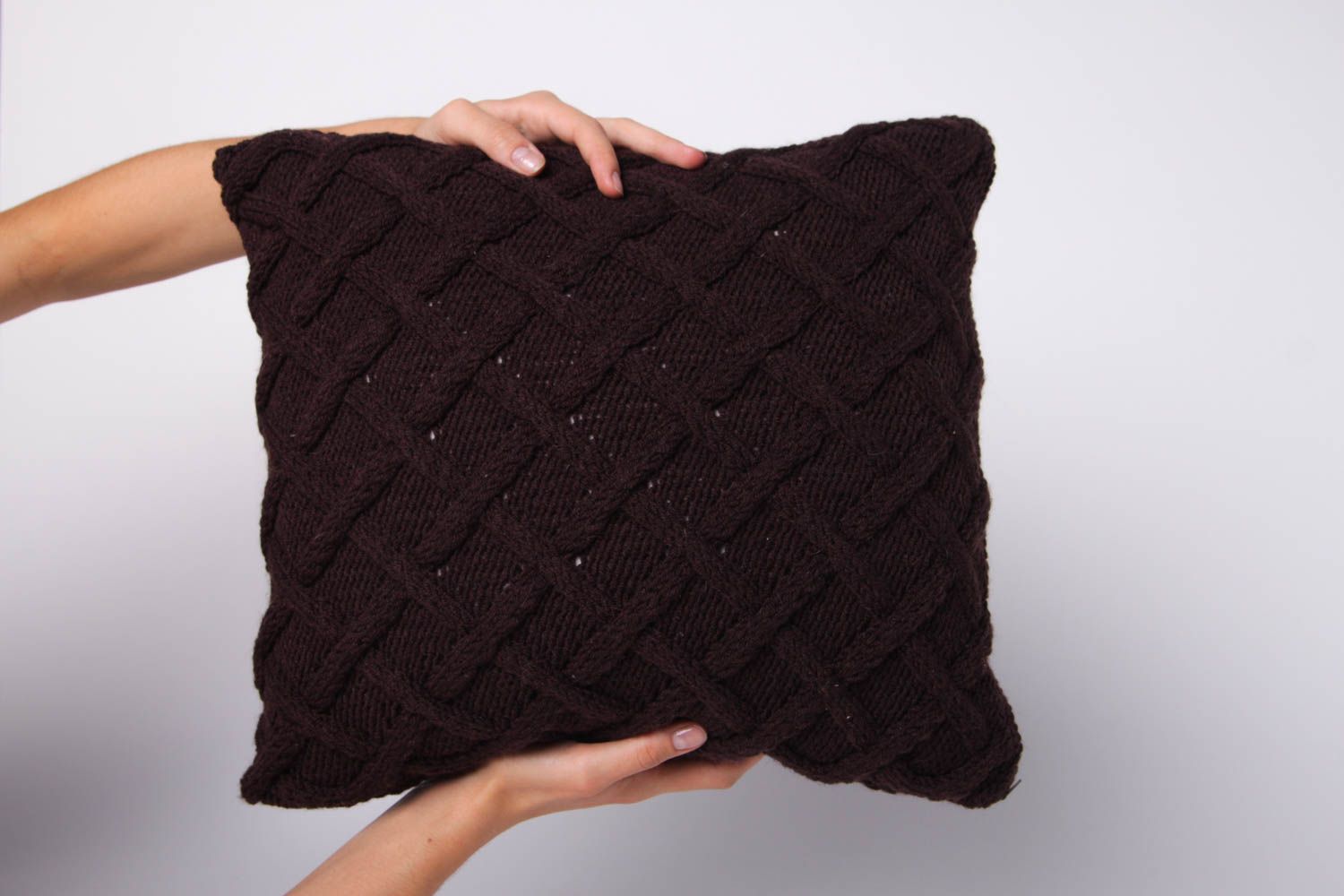 Knitted pillow woolen home decor handmade sofa cushion designer gift for her photo 2