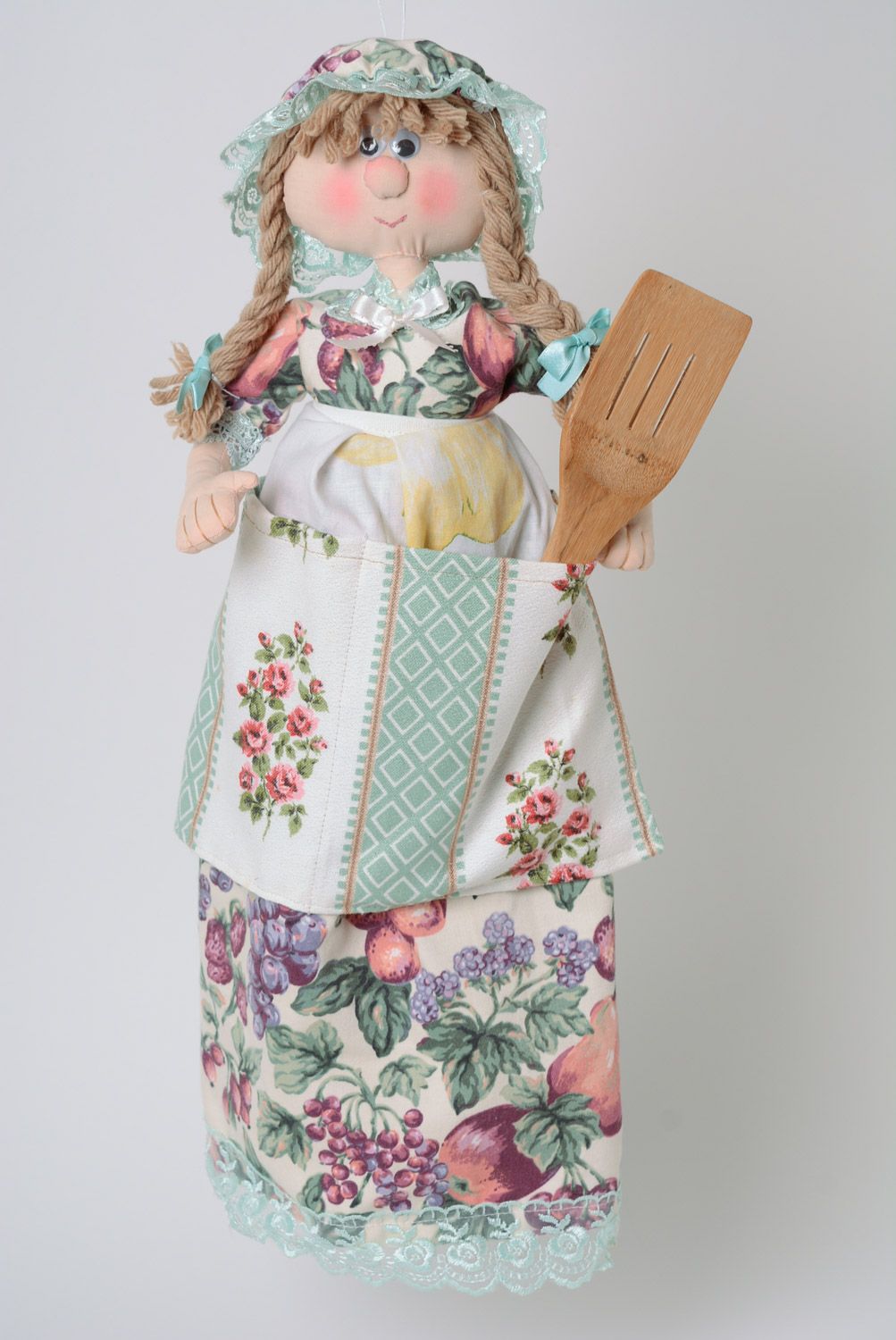 Интерьерная кукла игрушка для хранения пакетов из трикотажа и хлопка handmade фото 1