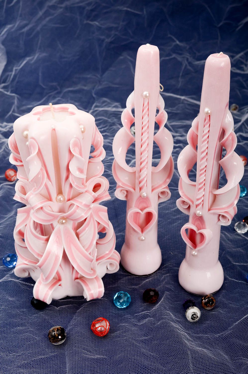 Velas de parafina rosadas hechas a mano elementos decorativos regalo original foto 1