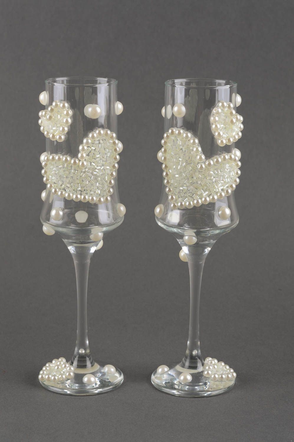 Бокалы для шампанского бокалы ручной работы стеклянные бокалы на свадьбу фото 2