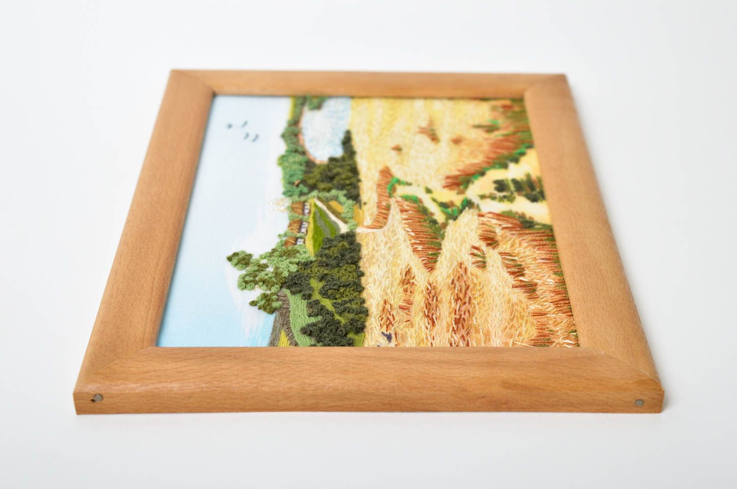 Handmade gesticktes Bild Geschenk zum Einzug Bild aus Stoff Stickbild mit Rahmen foto 4