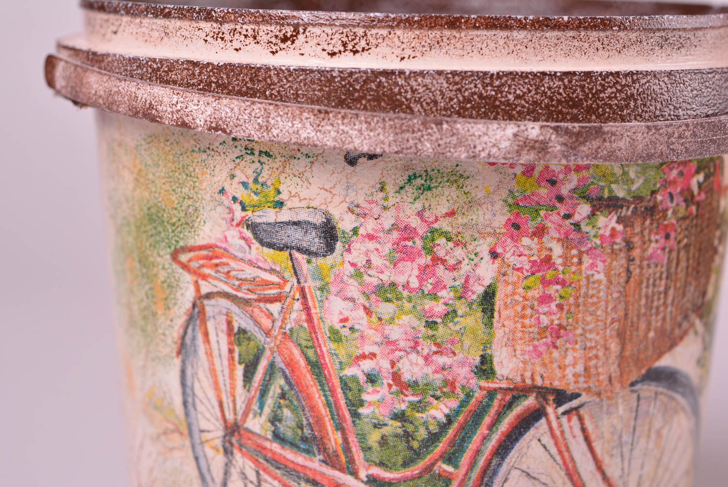 Подставка под цветы ручной работы предмет интерьера изделие в технике декупаж фото 4