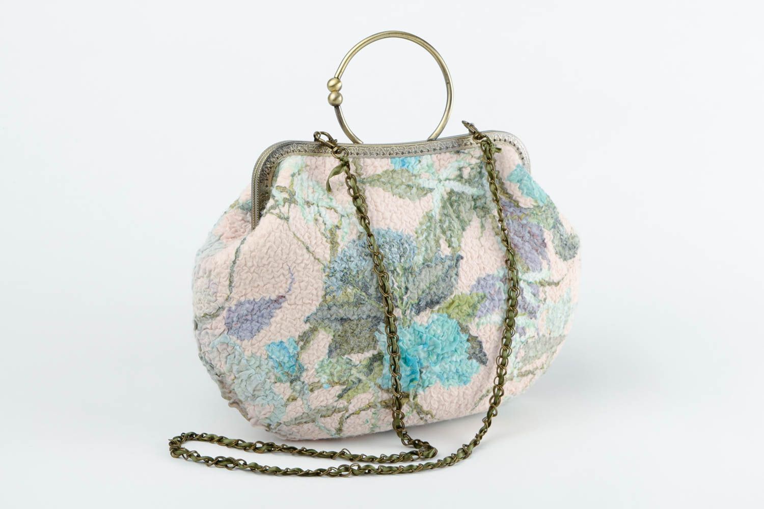 Small handmade woolen bag felted wool handbag fashion accessories for girls photo 5