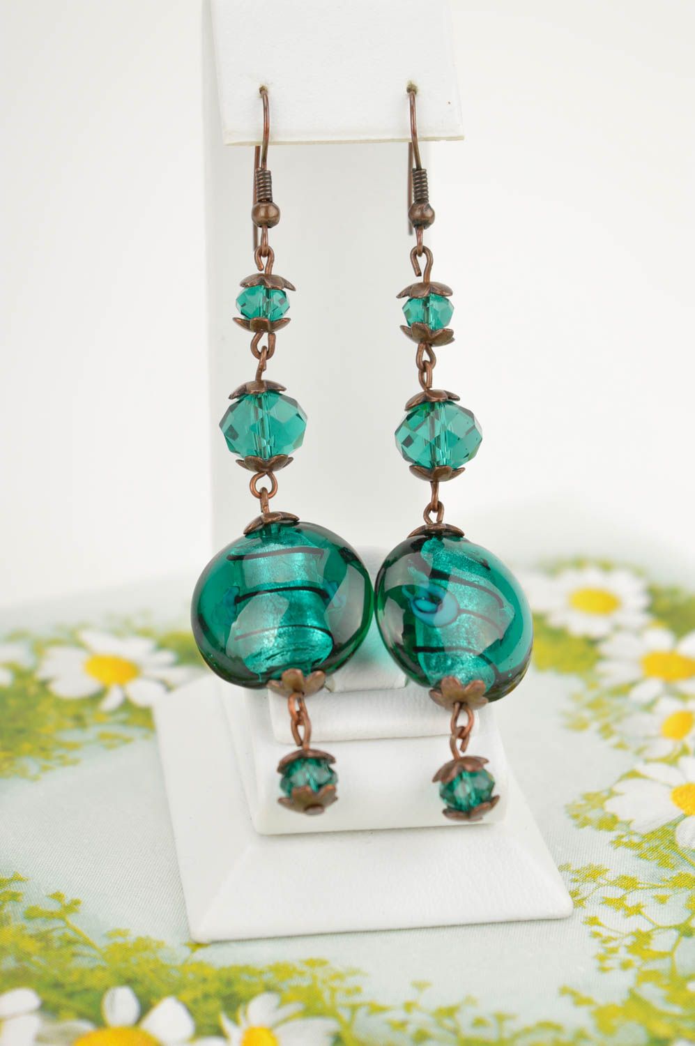Unusual handmade plastic earrings stylish metal earrings beautiful jewellery photo 1