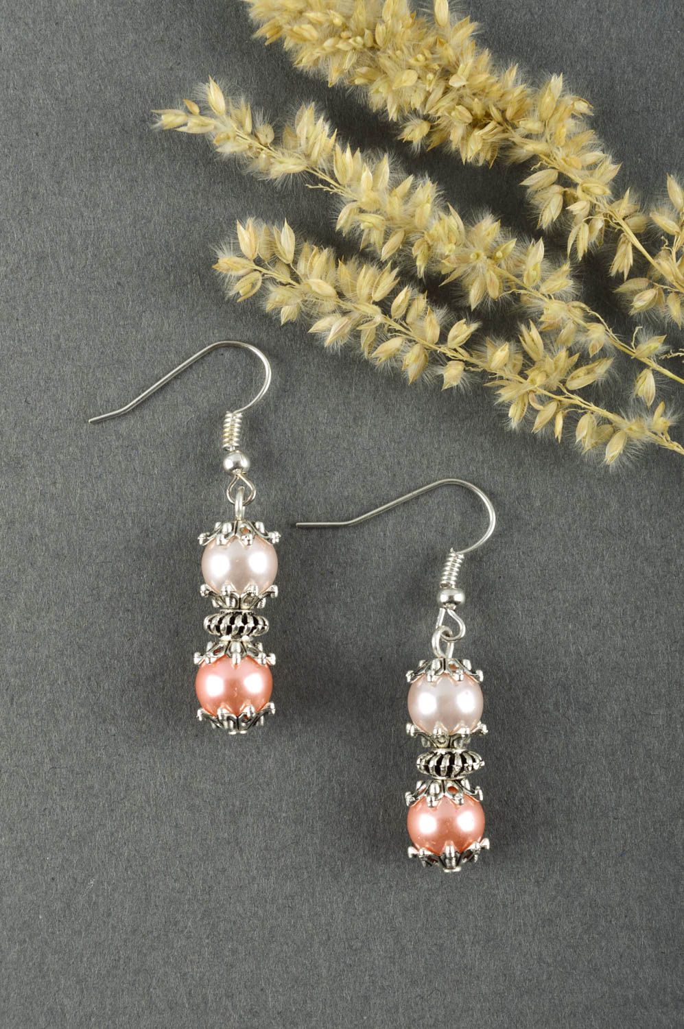 Handmade jewelry pearl earrings womens accessories dangling earrings for women photo 1