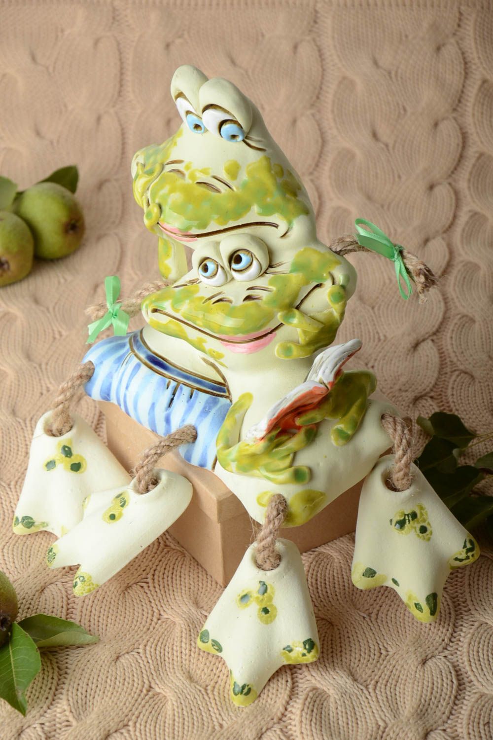 Deko Element Keramik Spardose handmade Wohnzimmer Deko Geschenk für Kind Frosch foto 1