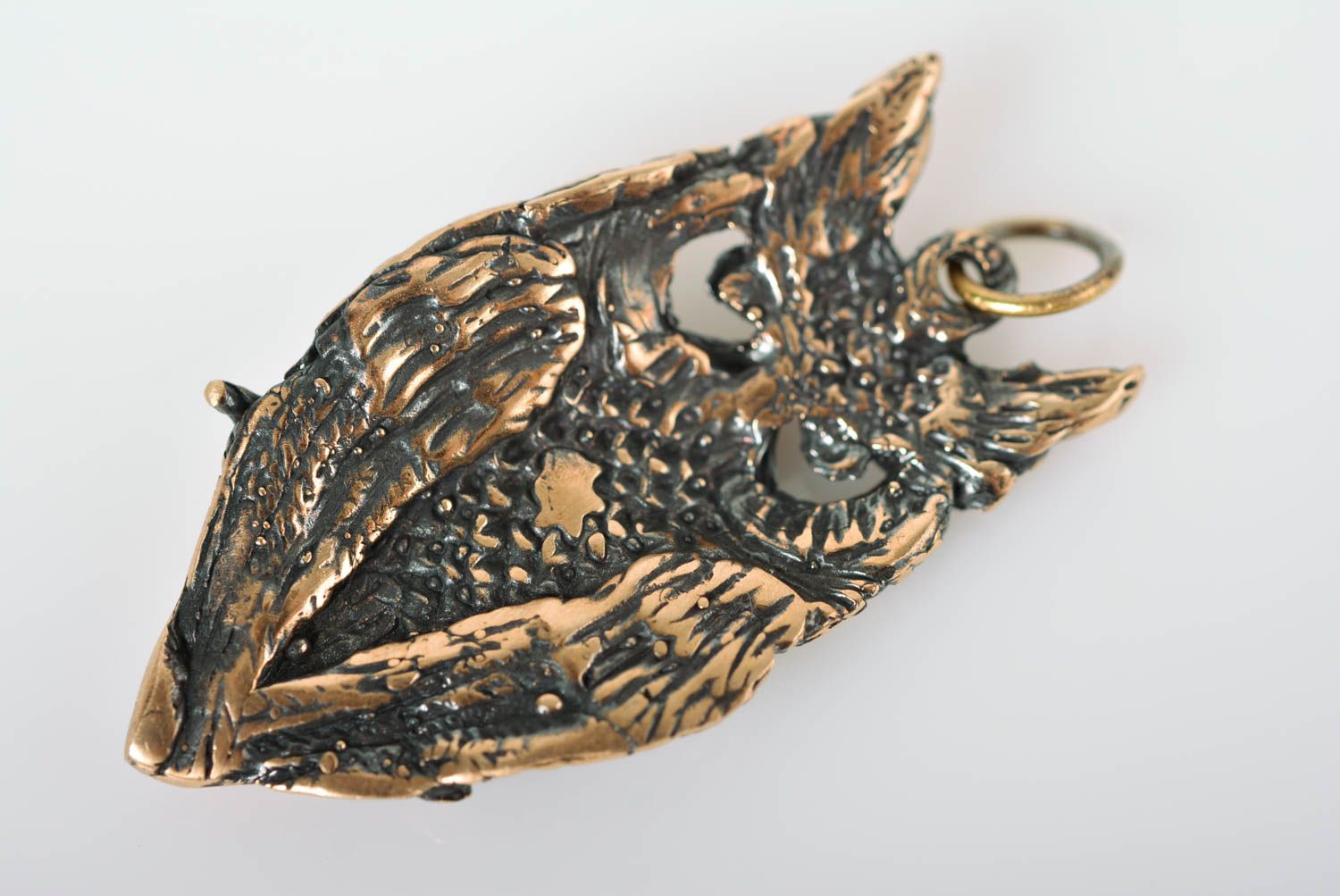 Pendentif en métal Bijou fait main hibou en bronze design Accessoire femme photo 4
