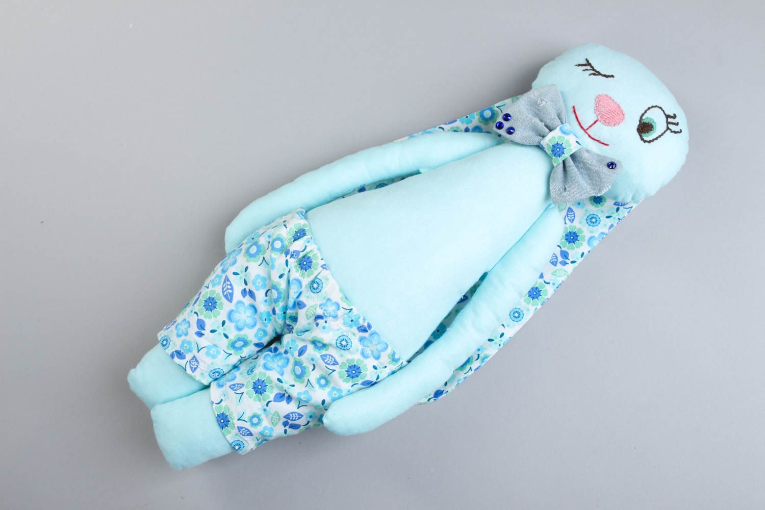 Blue handmade soft toy stuffed toy best toys for kids cute childrens toys photo 1