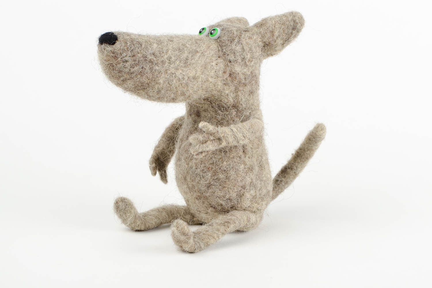 Jouet loup gris Peluche faite main en laine feutrée Cadeau pour enfant photo 3