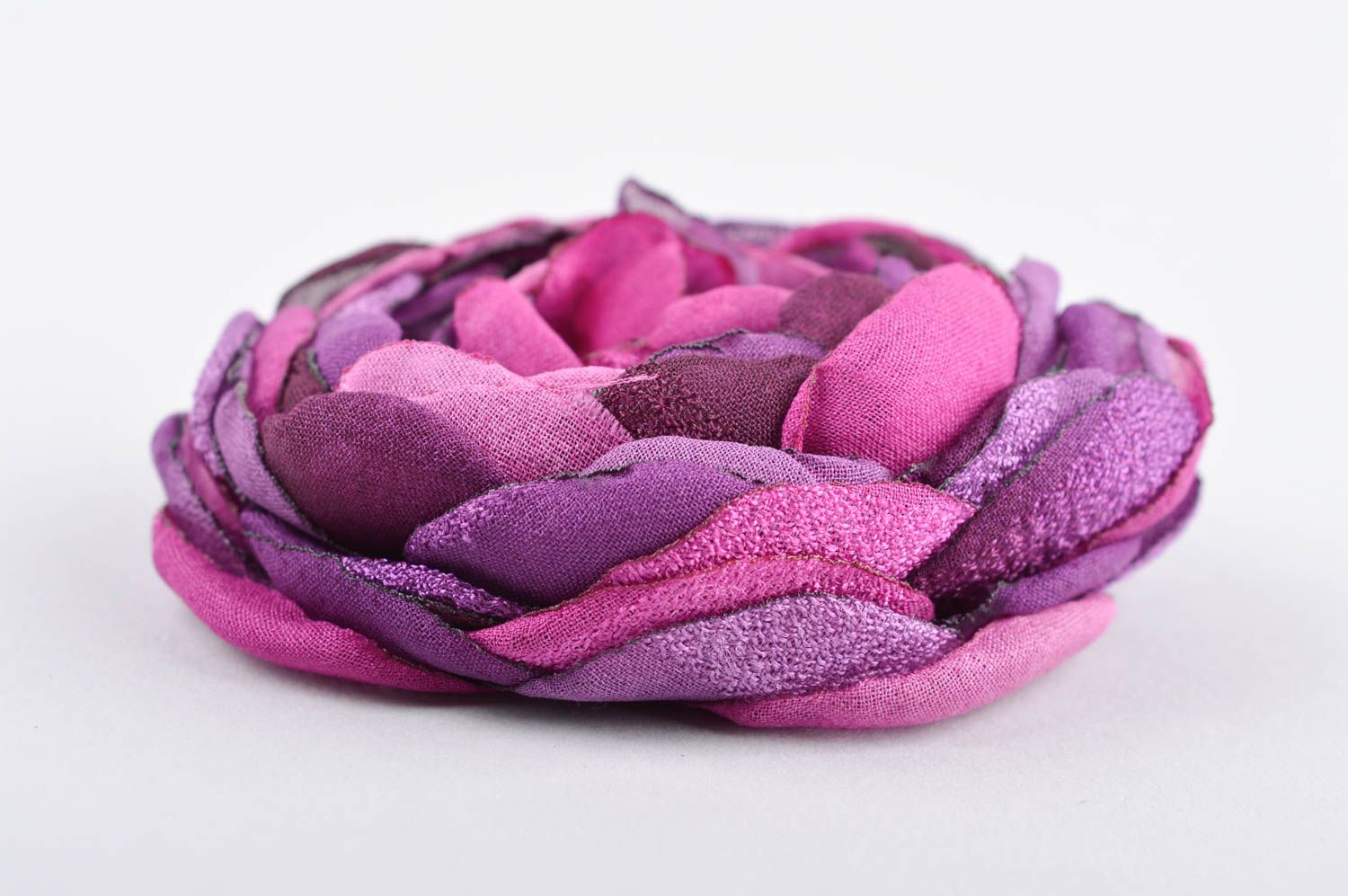 Брошь ручной работы текстильная брошь фиолетовая с розовым женская брошь фото 3