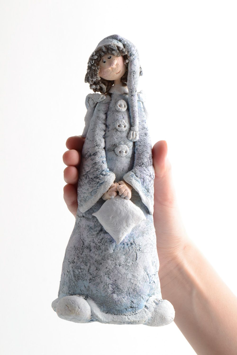 Beautiful statuette hand made of self-hardening clay Angel of Sweet Dreams photo 5