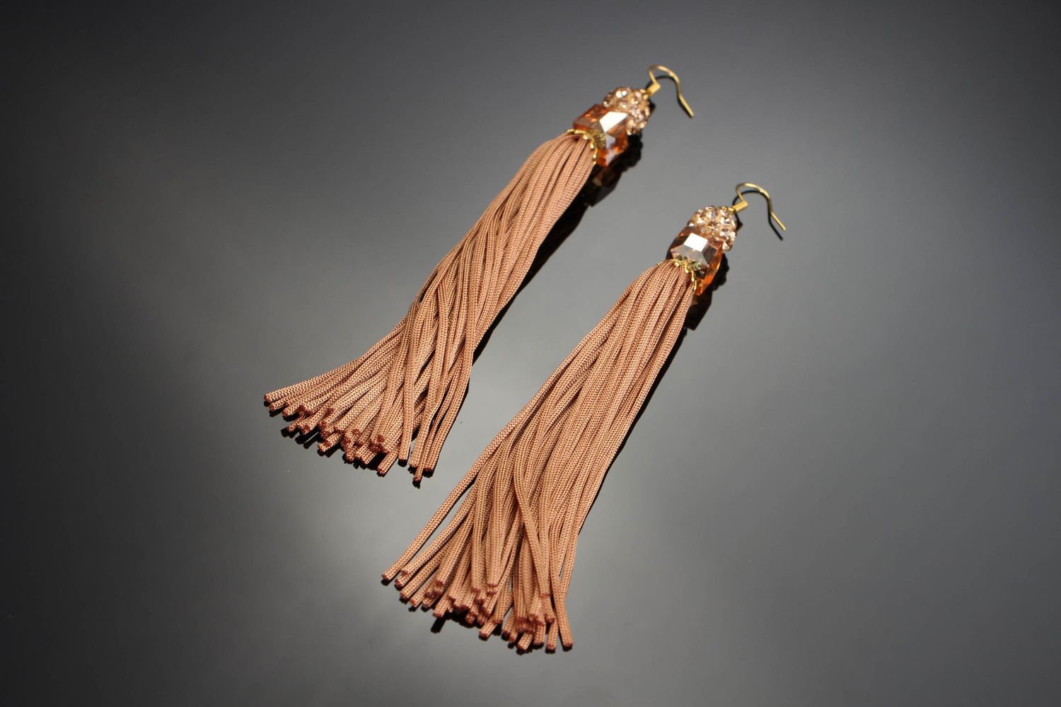 Earrings with fringe brown photo 2