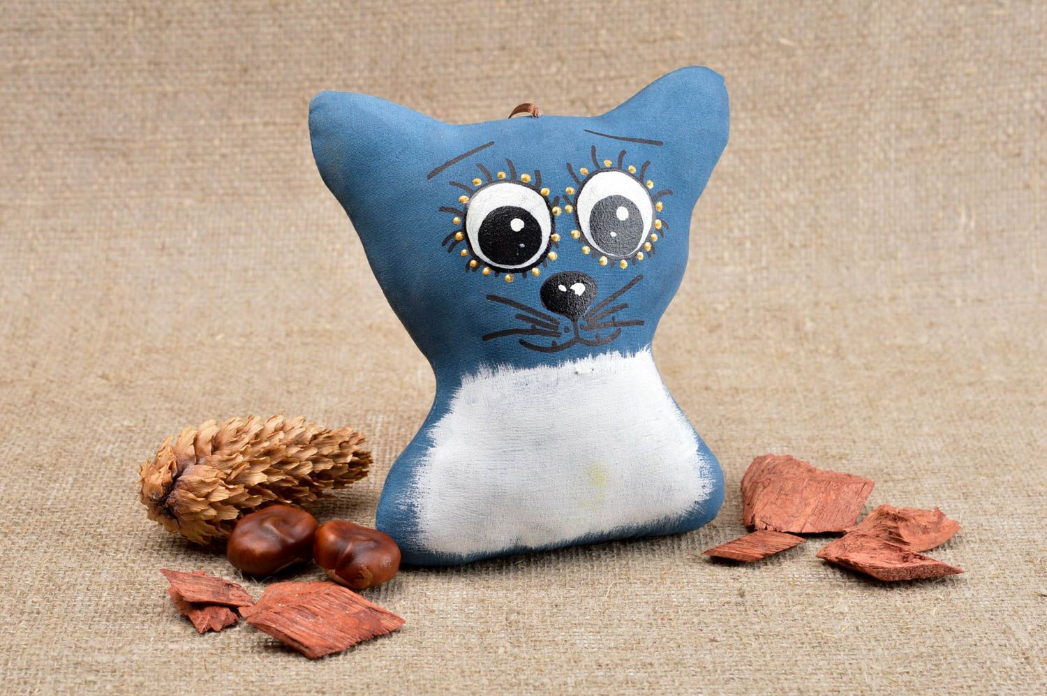 Juguete artesanal gatito azul adorable peluche original regalo para niños foto 1